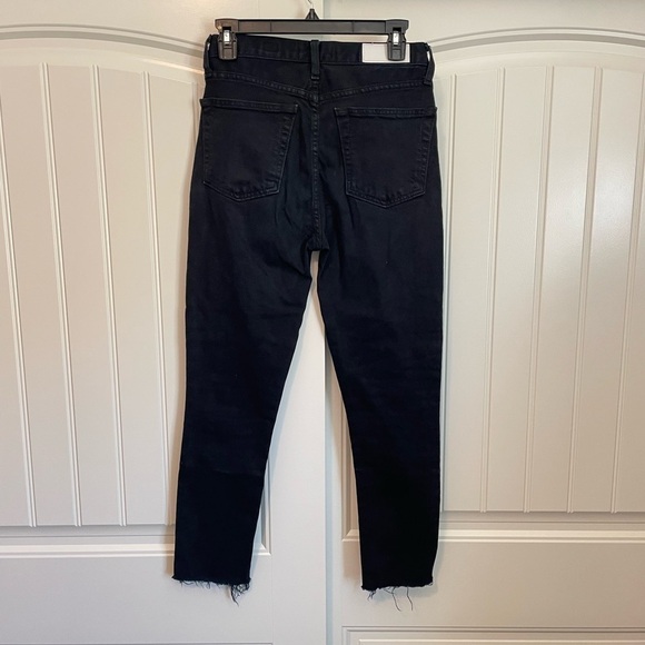 RE/DONE black high rise ankle crop raw hem jeans size 26 - Picture 7 of 8